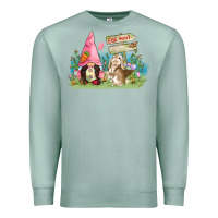 Seafoam Easter gnome and rabbit egg hunt  Easter Day Premium Sweatshirt - CowGirlArtShop