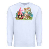White Easter gnome and rabbit egg hunt  Easter Day Premium Sweatshirt - CowGirlArtShop