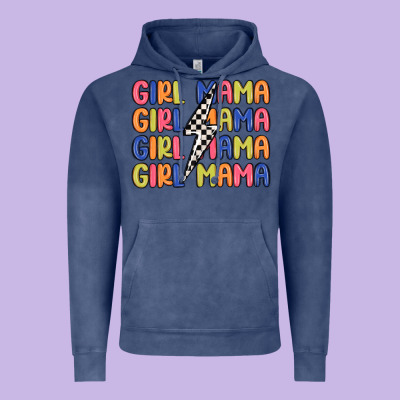 Girl Mama Lightning Bolt Vintage Hoodie Designed By Maliassmallbusiness