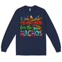 Navy I'm just here for the nachos Long Sleeve Tee - RanaPortraitStore