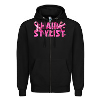 Black Breast Cancer hair stylist Zipper Hoodie - texasbilliewilder