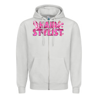 Dove Grey Breast Cancer hair stylist Zipper Hoodie - texasbilliewilder