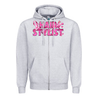 Heather Grey Breast Cancer hair stylist Zipper Hoodie - texasbilliewilder