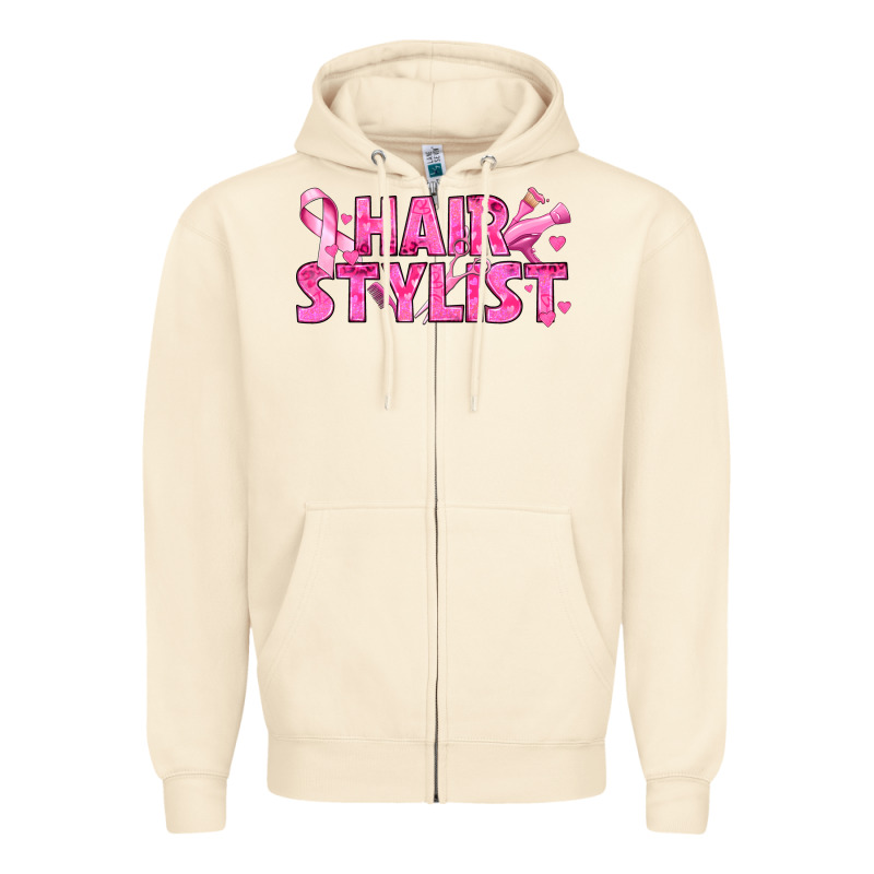 Breast Cancer Hair Stylist Zipper Hoodie by texasbilliewilder | Teevron