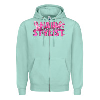 Seafoam Breast Cancer hair stylist Zipper Hoodie - texasbilliewilder