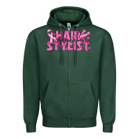 Sports Green Breast Cancer hair stylist Zipper Hoodie - texasbilliewilder