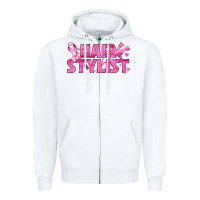 White Breast Cancer hair stylist Zipper Hoodie - texasbilliewilder