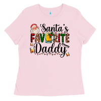 Bubblegum Pink santa's favorite daddy Ladies Tee - AdoDesignShop