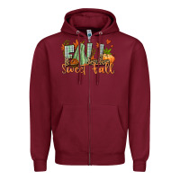 Burgundy Fall sweet Fall Zipper Hoodie - NancyCooperArtShop