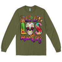 Army Green dia de los muertos Long Sleeve Tee - LillyAllenDesigns