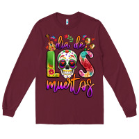 Burgundy dia de los muertos Long Sleeve Tee - LillyAllenDesigns