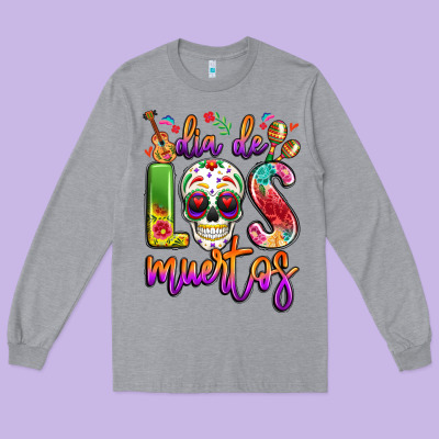 Dia De Los Muertos Long Sleeve Tee Designed By Lillyallendesigns
