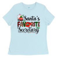 Baby Blue santa's favorite secretary Ladies Tee - AdoDesignShop