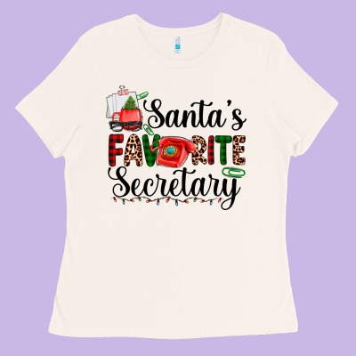 Santa's Favorite Secretary Ladies Tee Designed By Adodesignshop
