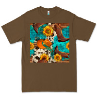 Cacao cowboy boots and hat seamless pattern Premium Tee - BundleAndBundleShop