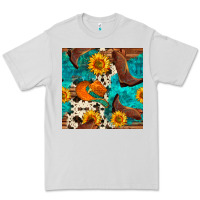Dove Grey cowboy boots and hat seamless pattern Premium Tee - BundleAndBundleShop