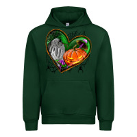Forest Green halloween heart with pumpkin Urban Hoodie - BundleAndBundleShop