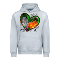 Heather Grey halloween heart with pumpkin Urban Hoodie - BundleAndBundleShop