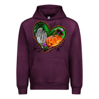 Mauve Wine halloween heart with pumpkin Urban Hoodie - BundleAndBundleShop