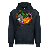 Navy halloween heart with pumpkin Urban Hoodie - BundleAndBundleShop