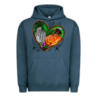 Pigment Midnight Navy halloween heart with pumpkin Urban Hoodie - BundleAndBundleShop