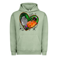 Pigment Oil Green halloween heart with pumpkin Urban Hoodie - BundleAndBundleShop