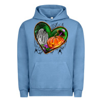 Pigment Pebble Blue halloween heart with pumpkin Urban Hoodie - BundleAndBundleShop