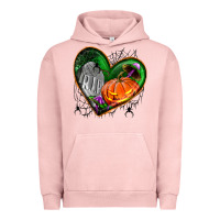 Pigment Salmon halloween heart with pumpkin Urban Hoodie - BundleAndBundleShop