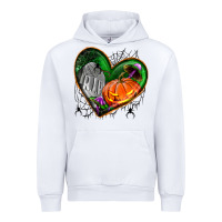 White halloween heart with pumpkin Urban Hoodie - BundleAndBundleShop