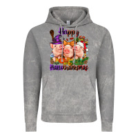 Cloud Rock Happy Hallothanksmas Pigs Vintage Hoodie - NancyCooperArtShop