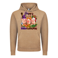 Vintage Coffee Happy Hallothanksmas Pigs Vintage Hoodie - NancyCooperArtShop