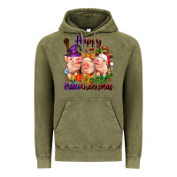 Vintage Olive Happy Hallothanksmas Pigs Vintage Hoodie - NancyCooperArtShop