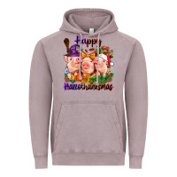 Vintage Zinc Happy Hallothanksmas Pigs Vintage Hoodie - NancyCooperArtShop