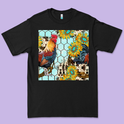 Western Rooster Seamless Pattern Premium Tee Designed By Bundleandbundleshop