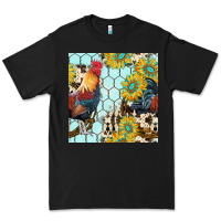 Black western rooster seamless pattern Premium Tee - BundleAndBundleShop