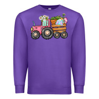 Purple Easter bunny tractor Premium Sweatshirt - CowGirlArtShop