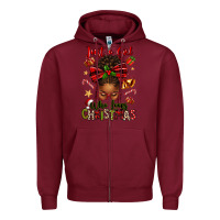 Burgundy just a girl who loves christmas afro messy bun Zipper Hoodie - texasbilliewilder