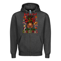 Charcoal Heather just a girl who loves christmas afro messy bun Zipper Hoodie - texasbilliewilder