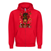 Red just a girl who loves christmas afro messy bun Zipper Hoodie - texasbilliewilder