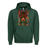 Sports Green just a girl who loves christmas afro messy bun Zipper Hoodie - texasbilliewilder