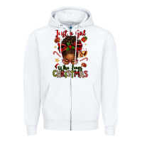 White just a girl who loves christmas afro messy bun Zipper Hoodie - texasbilliewilder