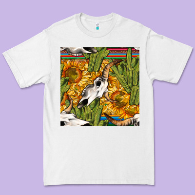 Western Bull Skull Seamless Pattern Premium Tee Designed By Bundleandbundleshop