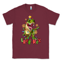 Burgundy tree rex trex christmas dinosaur Classic Tee - MaliasSmallBusiness