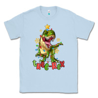 Dusty Blue tree rex trex christmas dinosaur Classic Tee - MaliasSmallBusiness