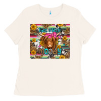Bone just a little moody long haired cow Ladies Tee - Jasminsmagicworld