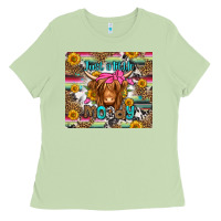 Just A Little Moody Long Haired Cow Ladies Tee | Teevron