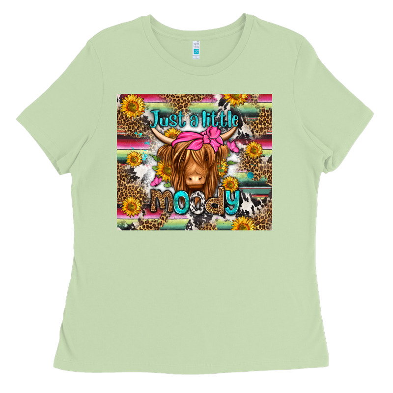 Just A Little Moody Long Haired Cow Ladies Tee by Jasminsmagicworld | Teevron