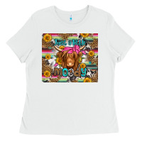 White just a little moody long haired cow Ladies Tee - Jasminsmagicworld