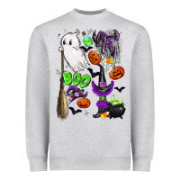 Heather Grey cute ghost Heavyweight Sweatshirt - LillyAllenDesigns