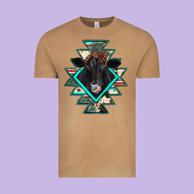 Black Angus Cowhide Aztec Vintage Tee Designed By Jahusdesignshop